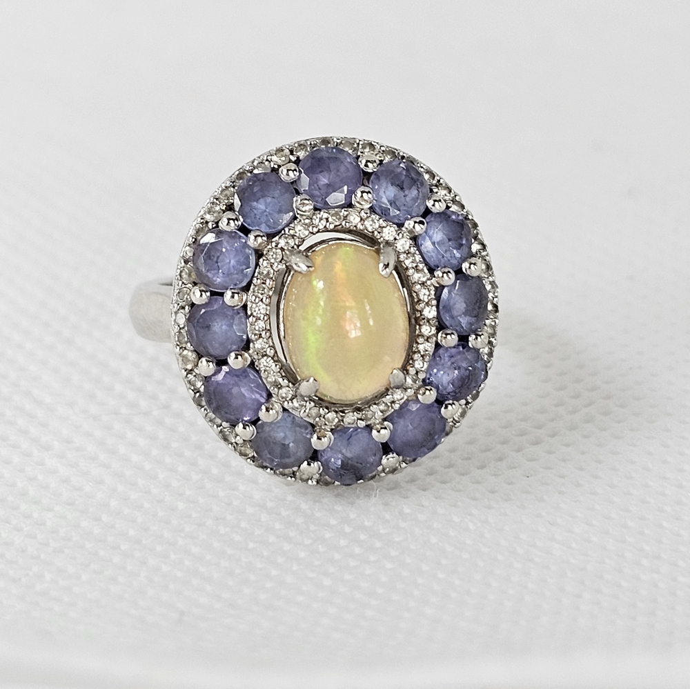 Natural Tanzanite & Opal Ring Size 8-ish! 💍 - Picture 8 of 11